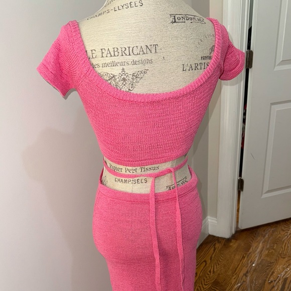 Pink Two Piece Tie Maxi Skirt Set - Picture 5 of 6